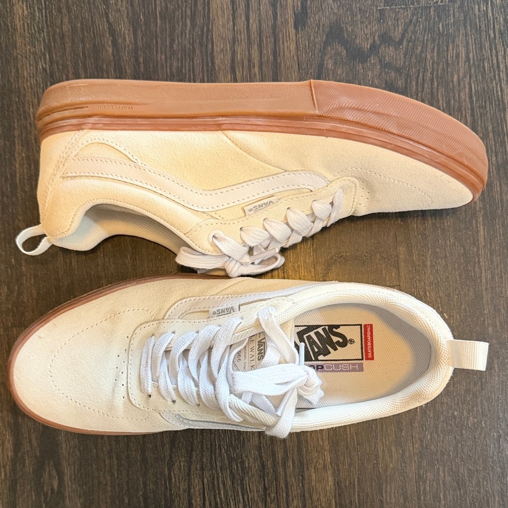 Vans Men's Cream Suede Sneakers with Brown Gum Sole